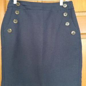 Ladies Navy Blue Linen Pencil skirt